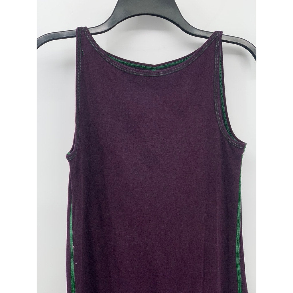 AJ ANDREA JOVINE Women's Purple-Green Scoop-Neck Knit A-Line Knee Dress SZ S