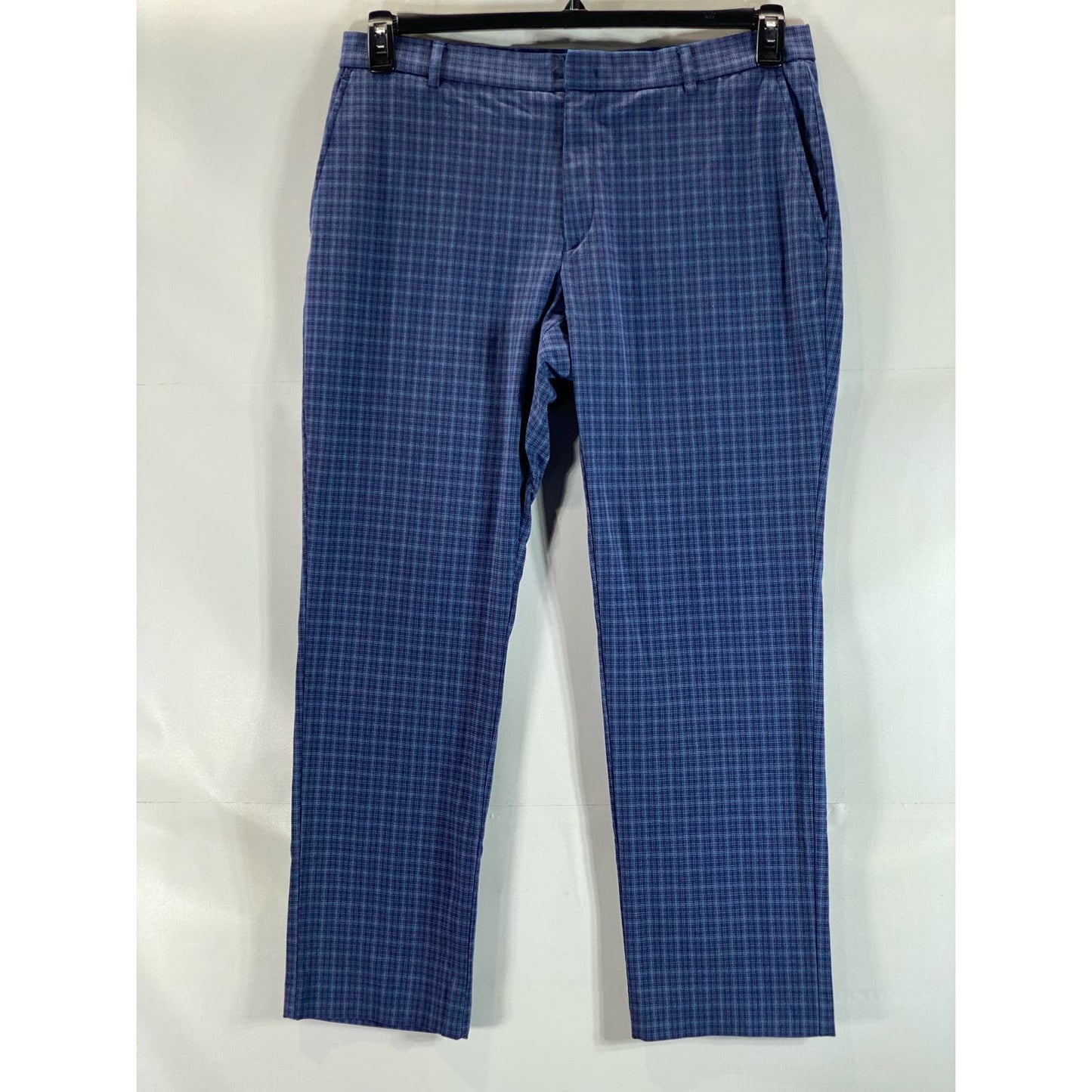 TOMMY HILFIGER Men's Blue Mini Check Modern-Fit Flat Front Dress Pant SZ 36X30