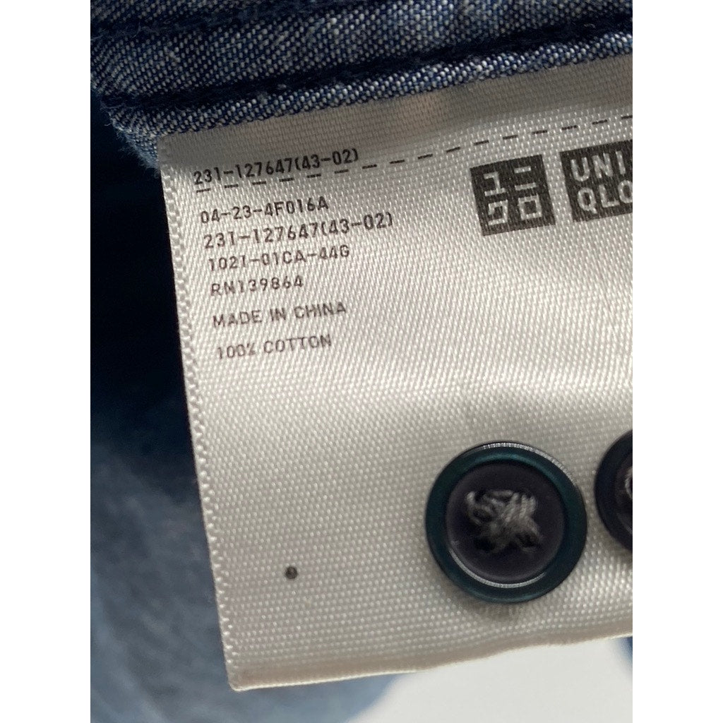 UNIQLO Women's Blue Denim Button-Up Long Sleeve Fitted Top SZ XS