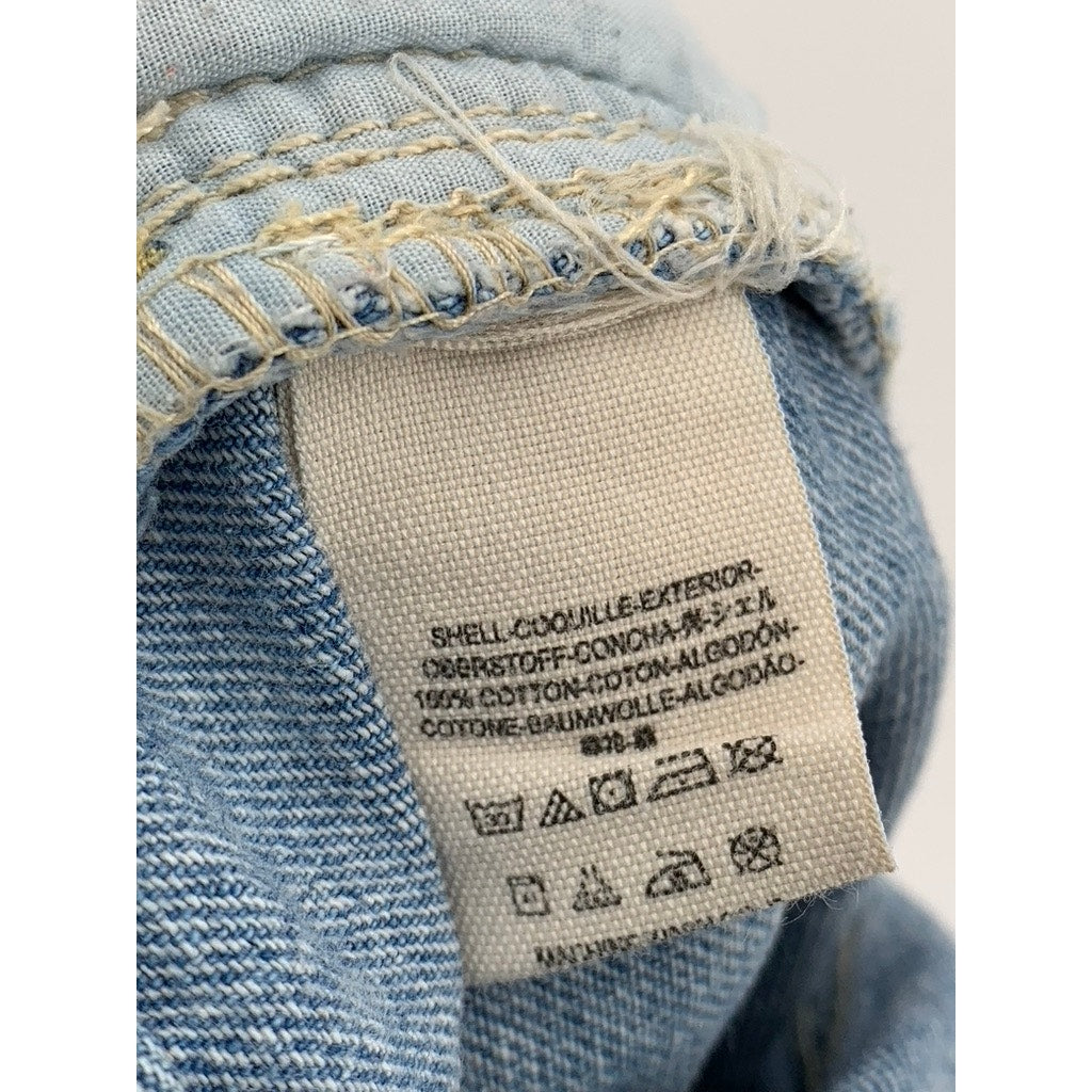 FREE PEOPLE Women's Blue-White Bleached Raw-Hem Distressed Cut-Off Shorts SZ 27