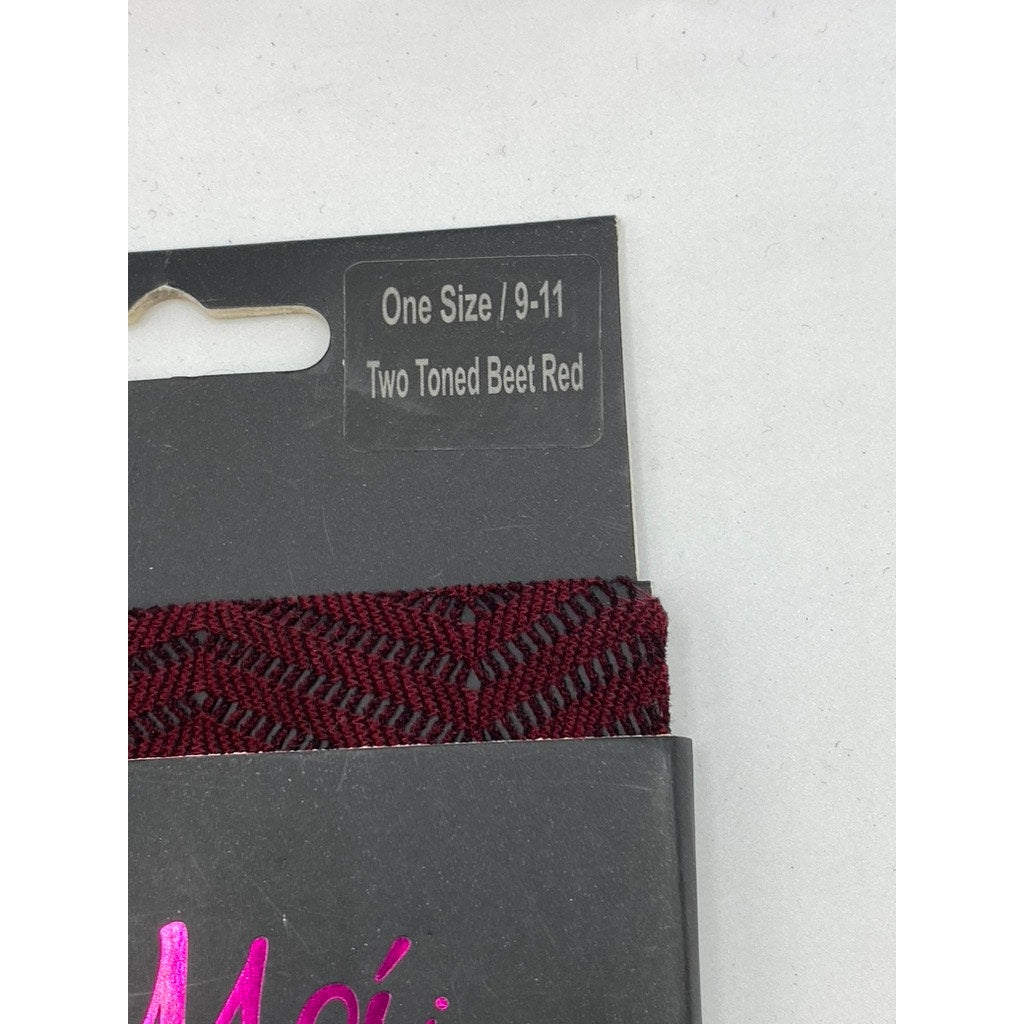 MEMOI Women's Two-Toned Beet Red Knit Chevron Knee High Socks SZ OS