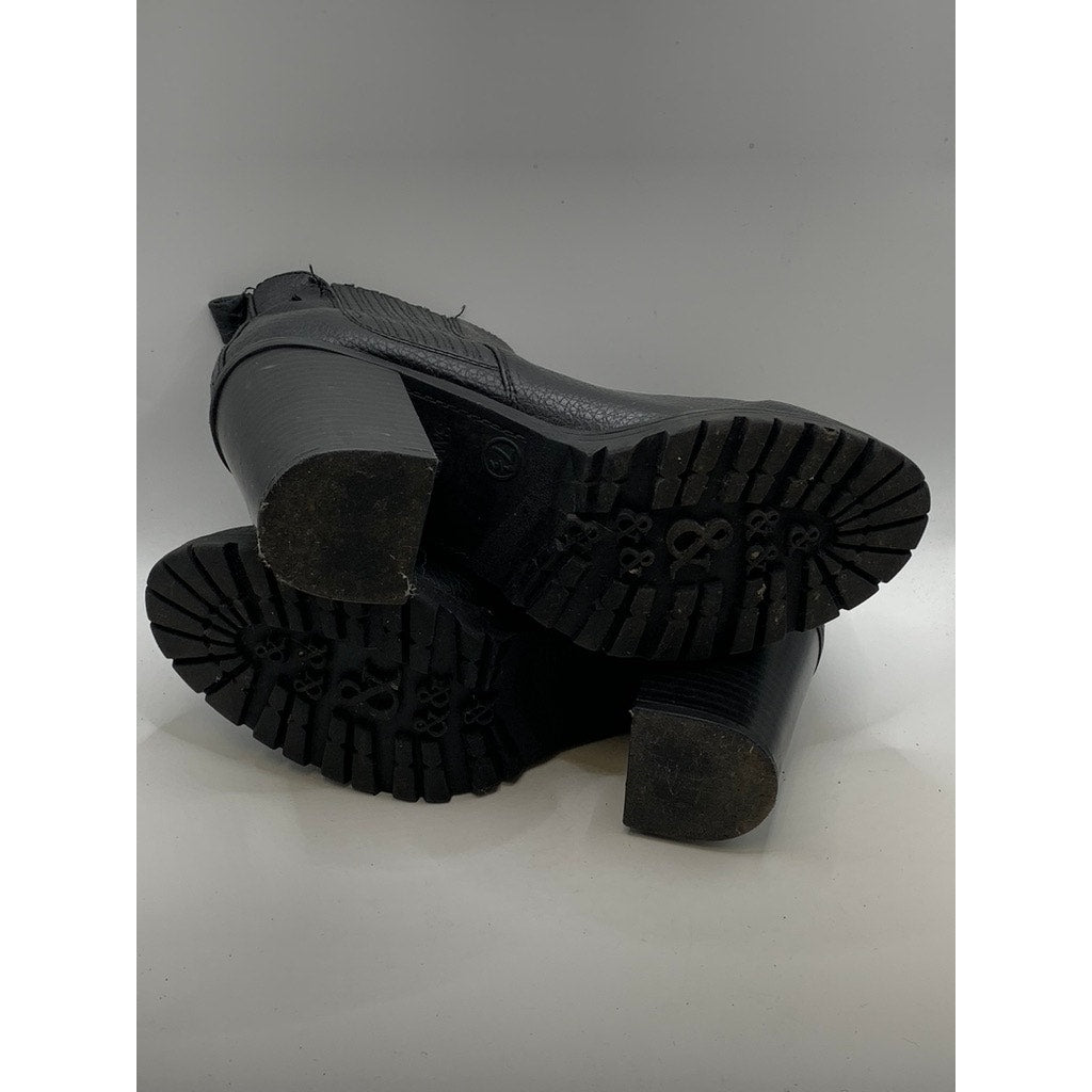SAM & LIBBY Women's Black Faux-Leather Heeled Ankle Boots SZ 7.5