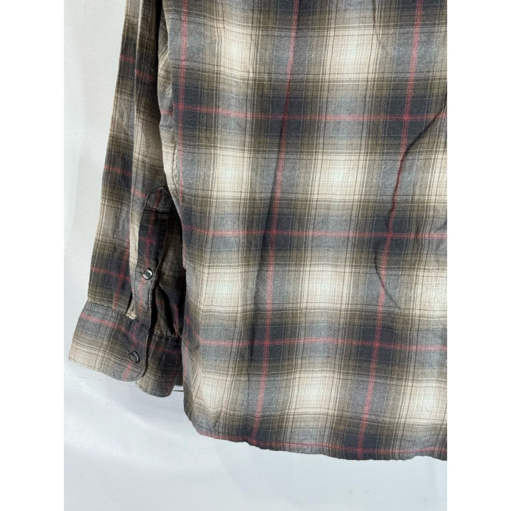 ABERCROMBIIE & FITCH Men's Brown Plaid Button-Up Long Sleeve Shirt SZ L