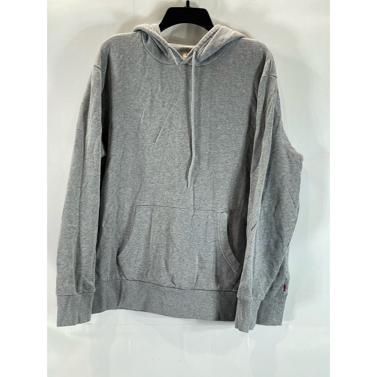 LEVI'S Men's Light Grey Cotton Solid Pullover Drawstring Hoodie SZ L