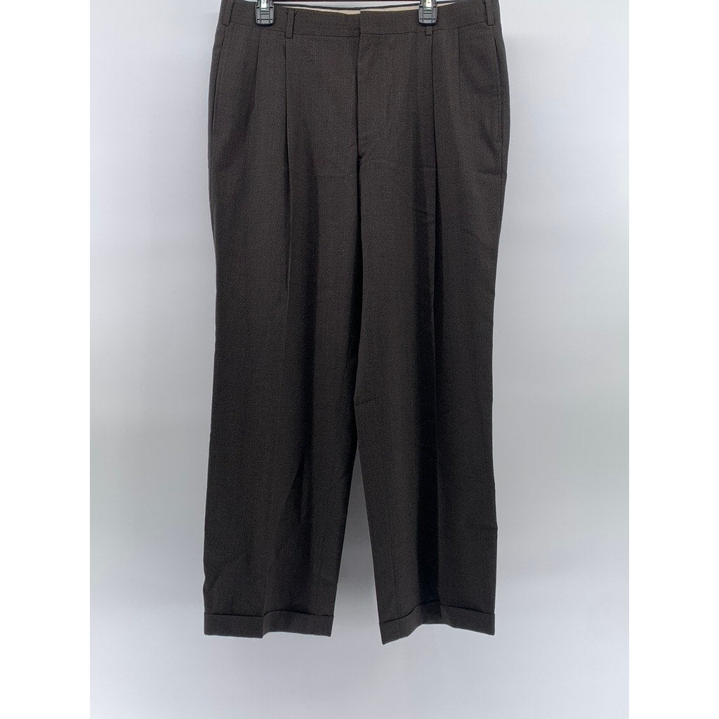 POLO UNIVERSITY CLUB BY RALPH LAUREN Men's Brown Houndstooth Cuffed Pants SZ 36