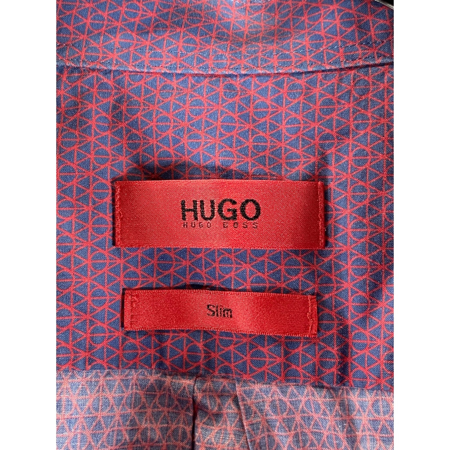 HUGO HUGO BOSS Men's Navy Printed Slim-Fit Button-Up Long Sleeve Shirt SZ S