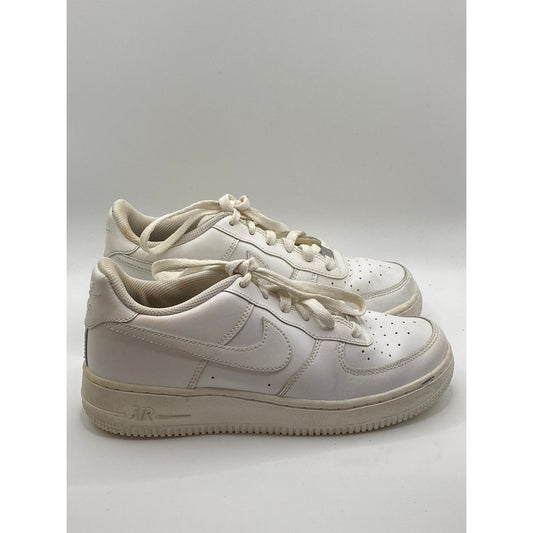 NIKE Kids White Air Force 1 LE Perforated Round-Toe Lace-Up Sneakers SZ 6Y