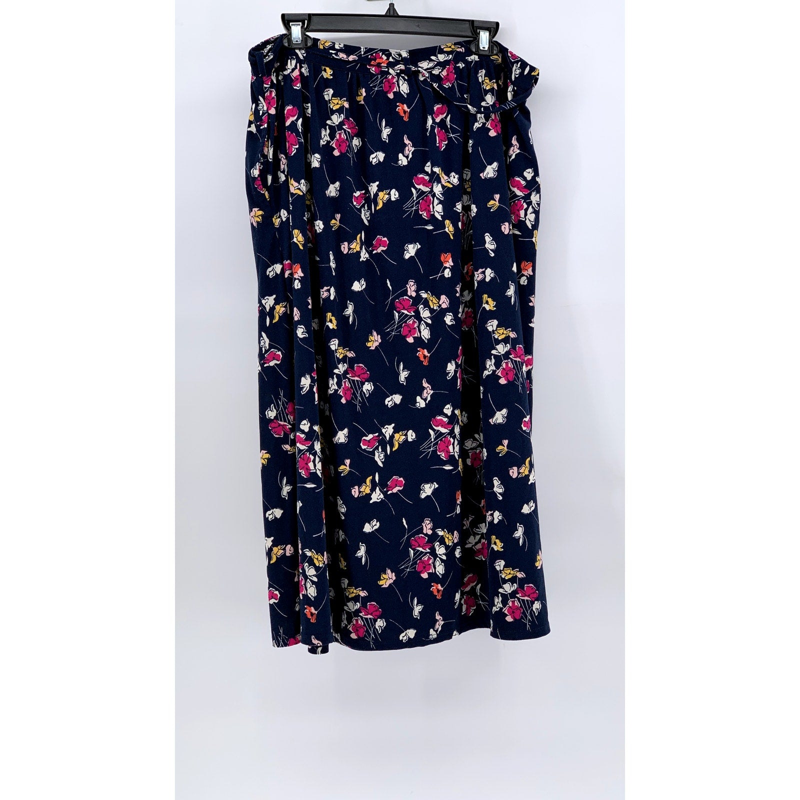 TERRA & SKY Women's Plus Navy Floral A-Line Maxi Skirt SZ 0X