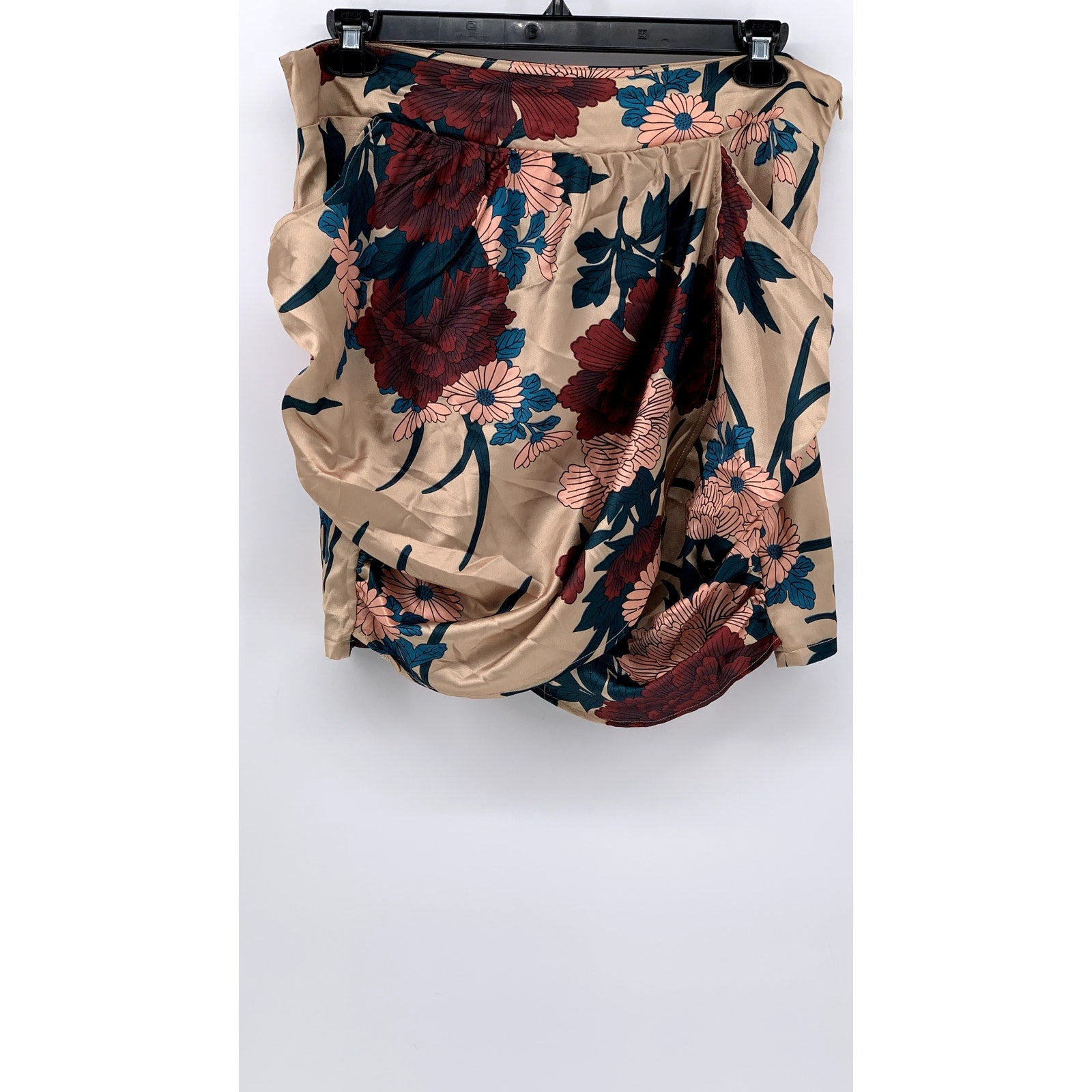 PRETTYLITTLETHING Women's Beige-Multi Floral Mini Skirt SZ 14