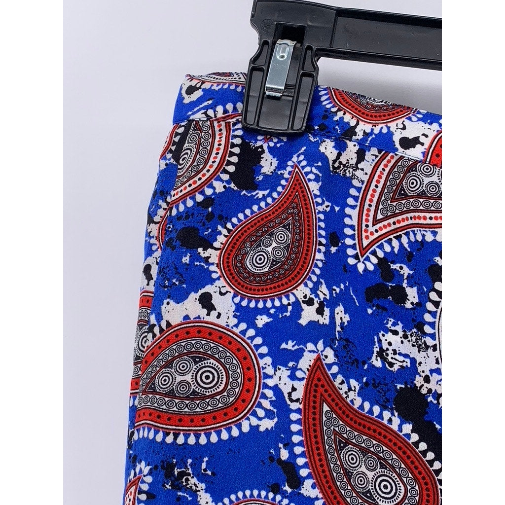 DODO BAR OR Women's Blue-Red Silk Paisley Printed Mini Skirt SZ 40(USS)