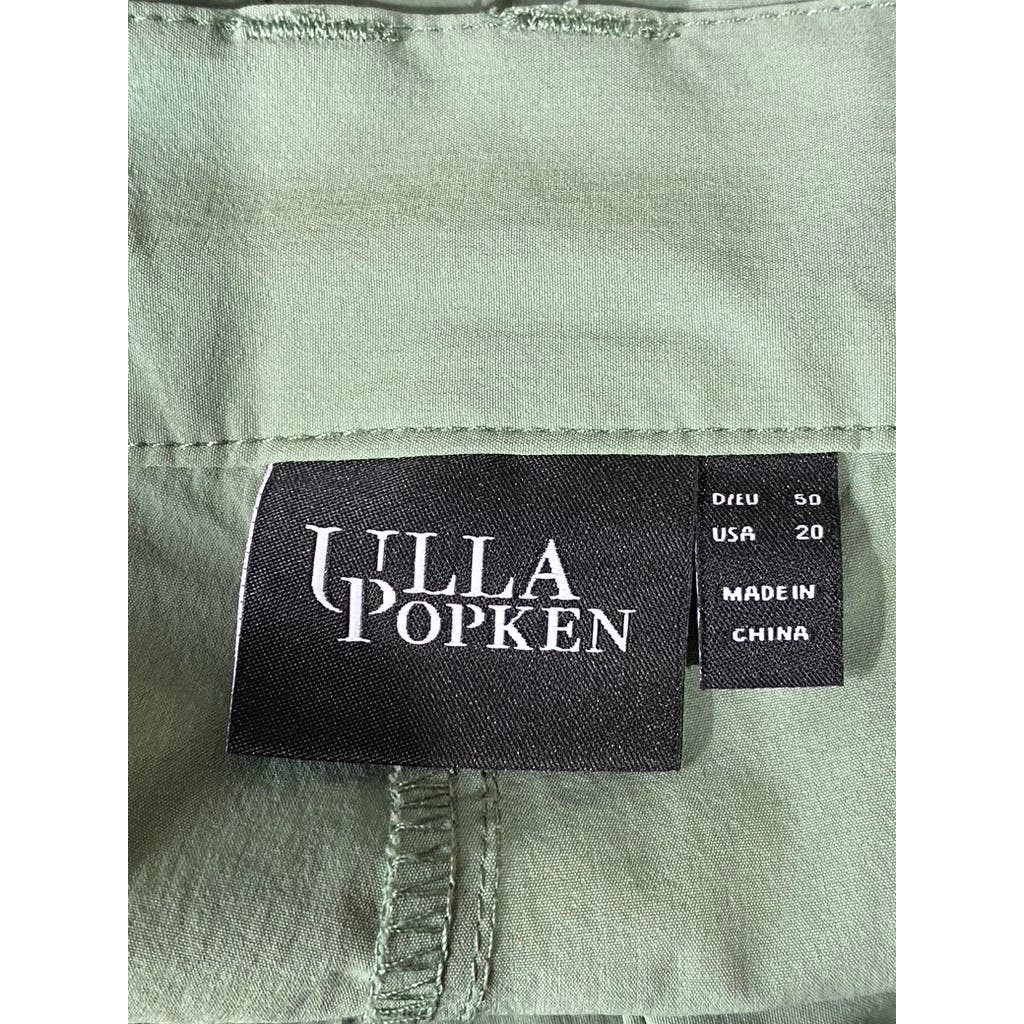 ULLA POPKEN Women's Plus Size Green Stretch Slant Zipper-Pockets Capri Pant SZ20