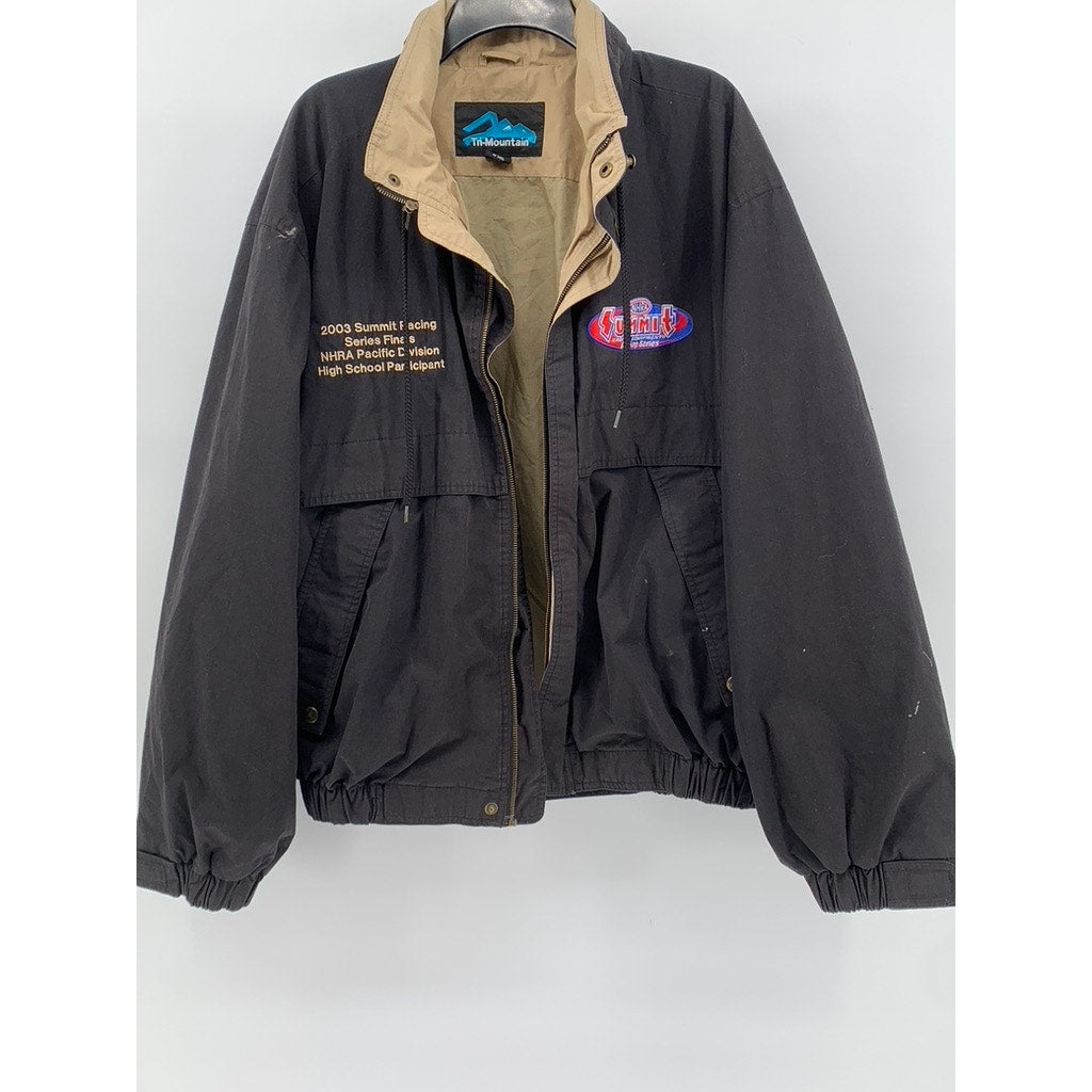 TRI-MOUNTAIN Men's Black Vintage Zip-Up Racing Logo Jacket SZ XL