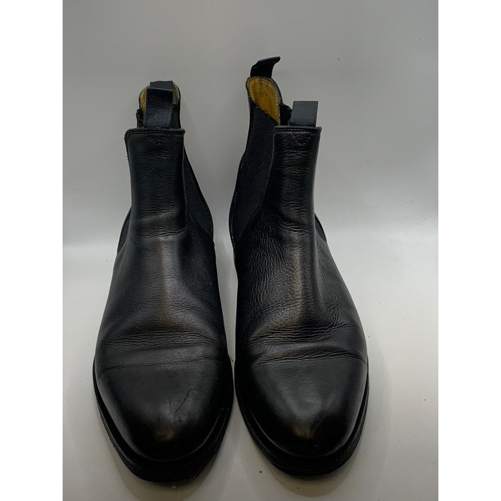 MEERMIN Men's Black Leather Slip-On Chelsea Boots SZ 9.5