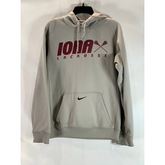 NIKE Men's Gray/Burgundy Iona Lacrosse Graphic Therma-Fit Pullover Hoodie SZ S