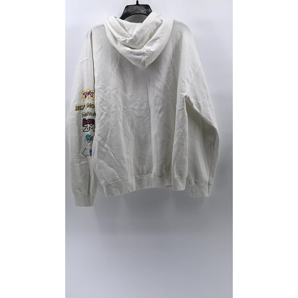 GILDAN Unisex Adult White Nickelodeon Character Box Long Sleeve Hoodie SZ L