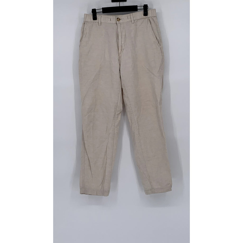 UNIQLO Women's Beige Cotton-Linen Blend Relaxed-Straight Fit Pant SZ S