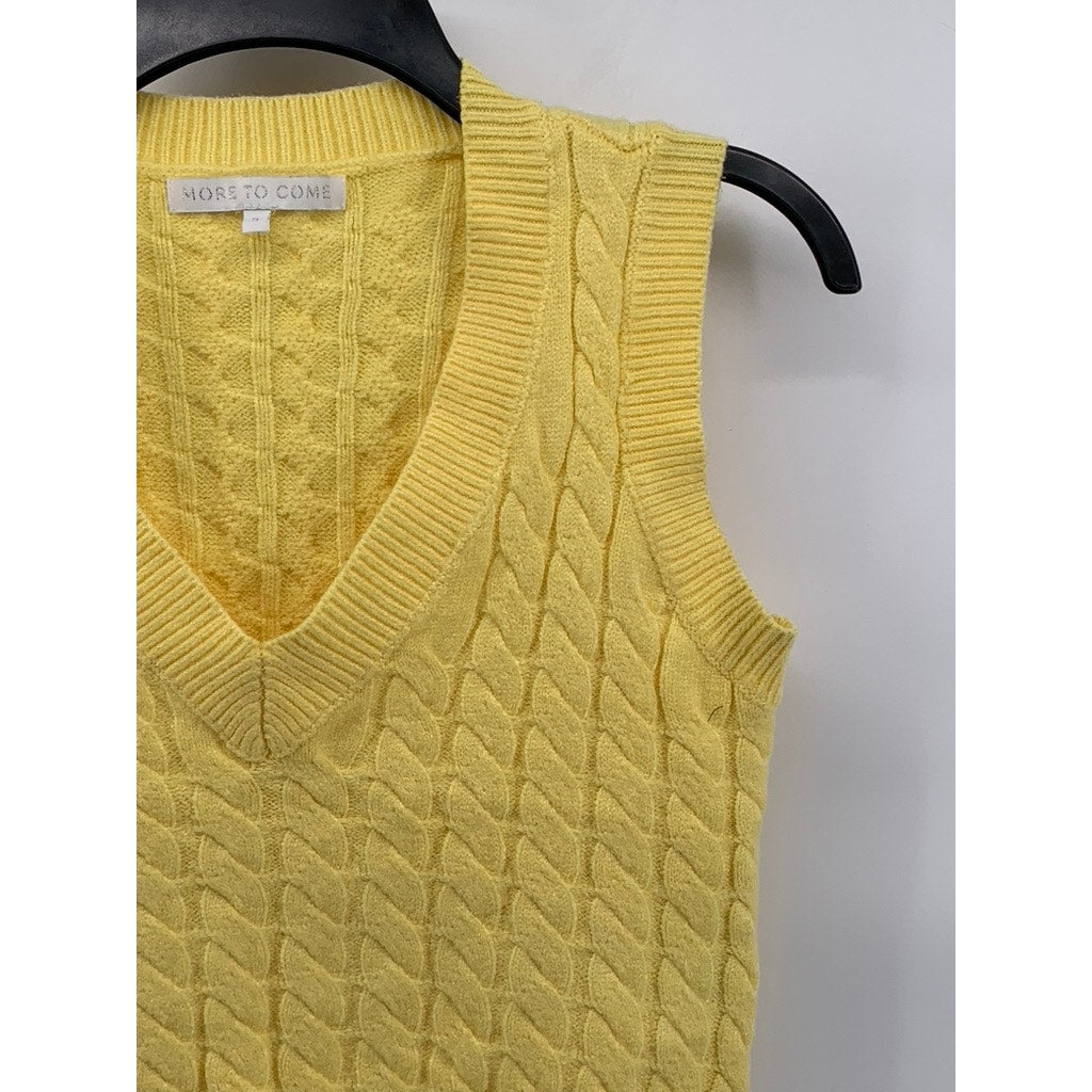 MORE TO COME Women's Yellow Cable Knit V-Neck Vest SZ S