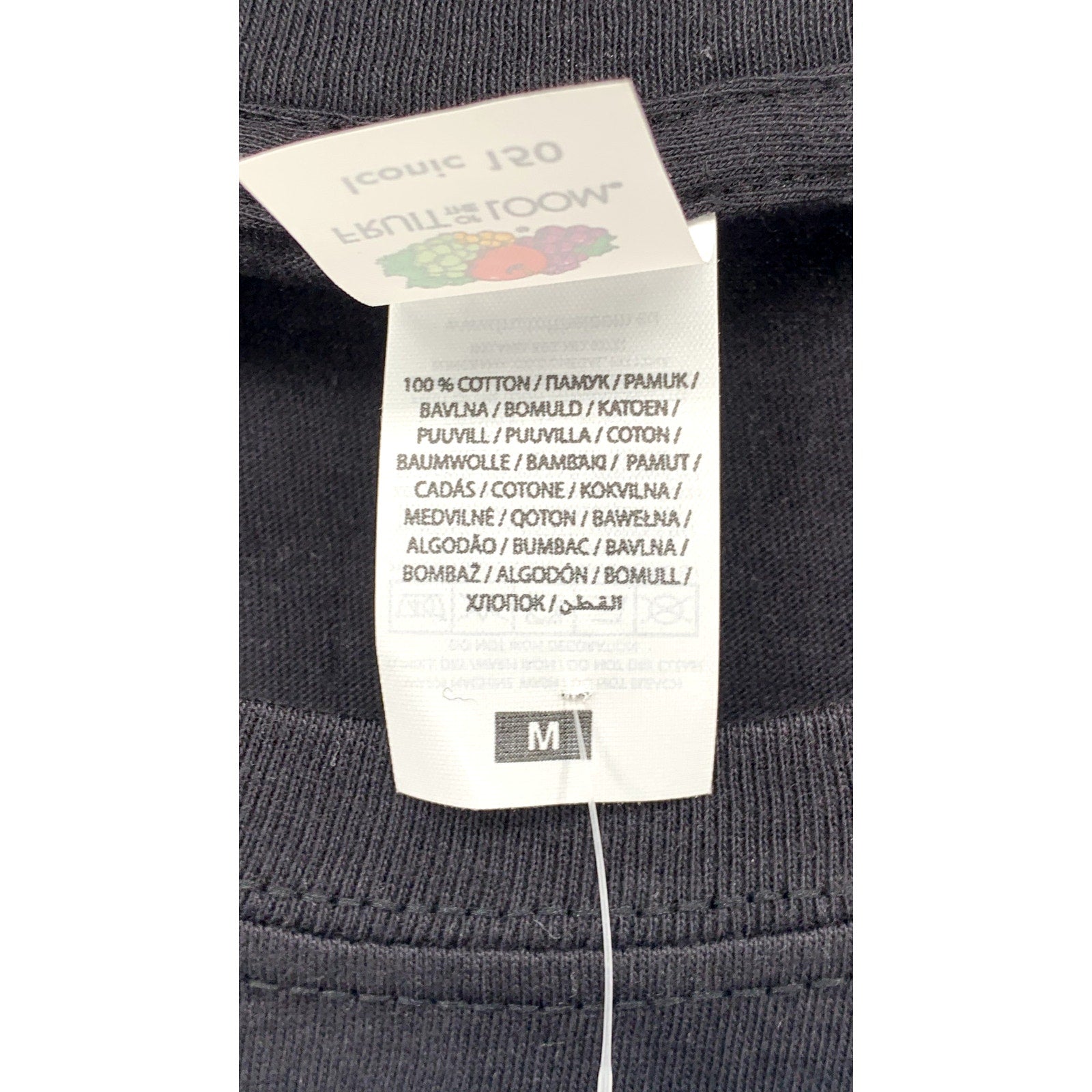 FRUIT OF LOOM Men's Black Best of 1972 Logo Crewneck Short Sleeve T-Shirt SZ M