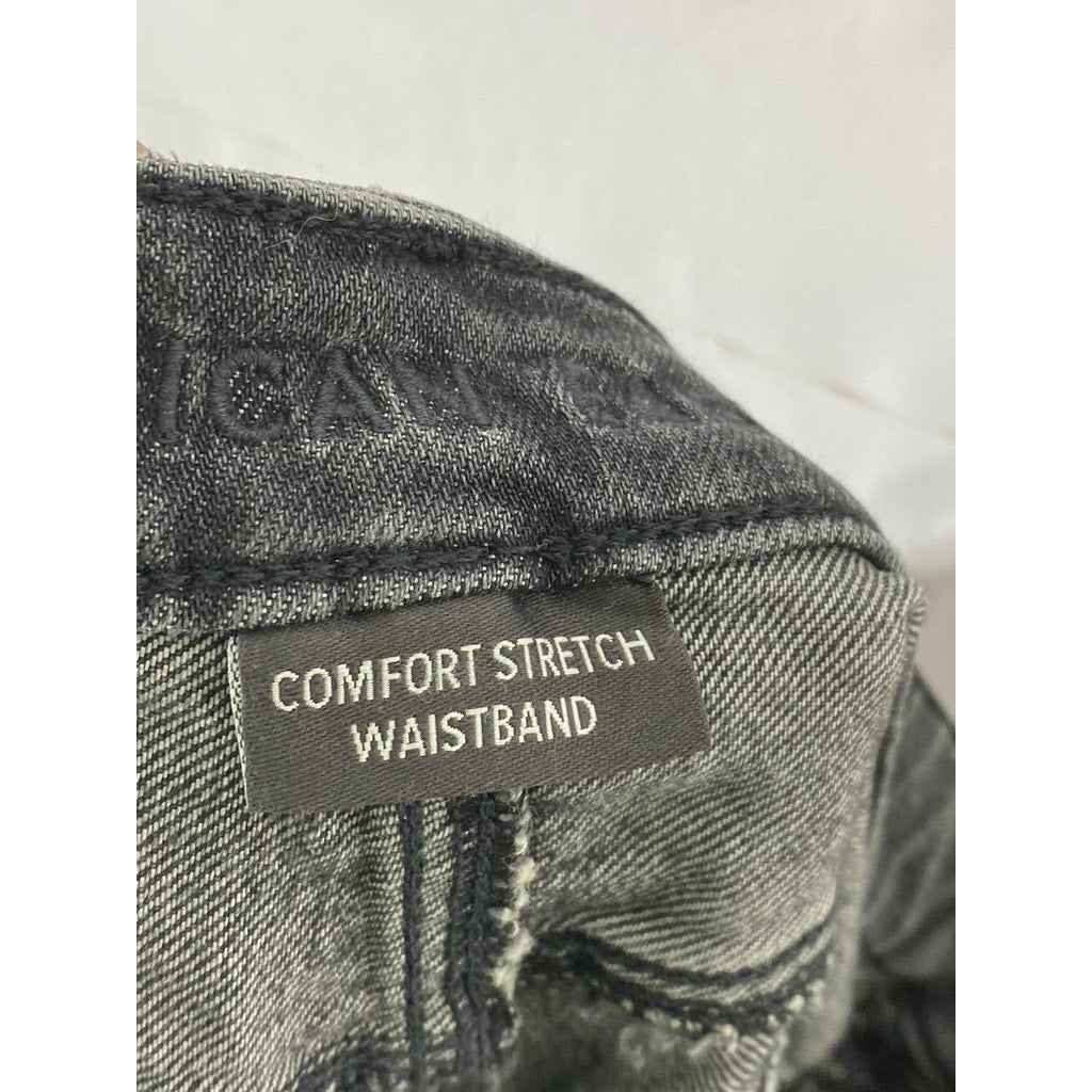 AMERICAN EAGLE Women's Washed Black Distressed Regular-Fit Cuffed Shorts SZ 10