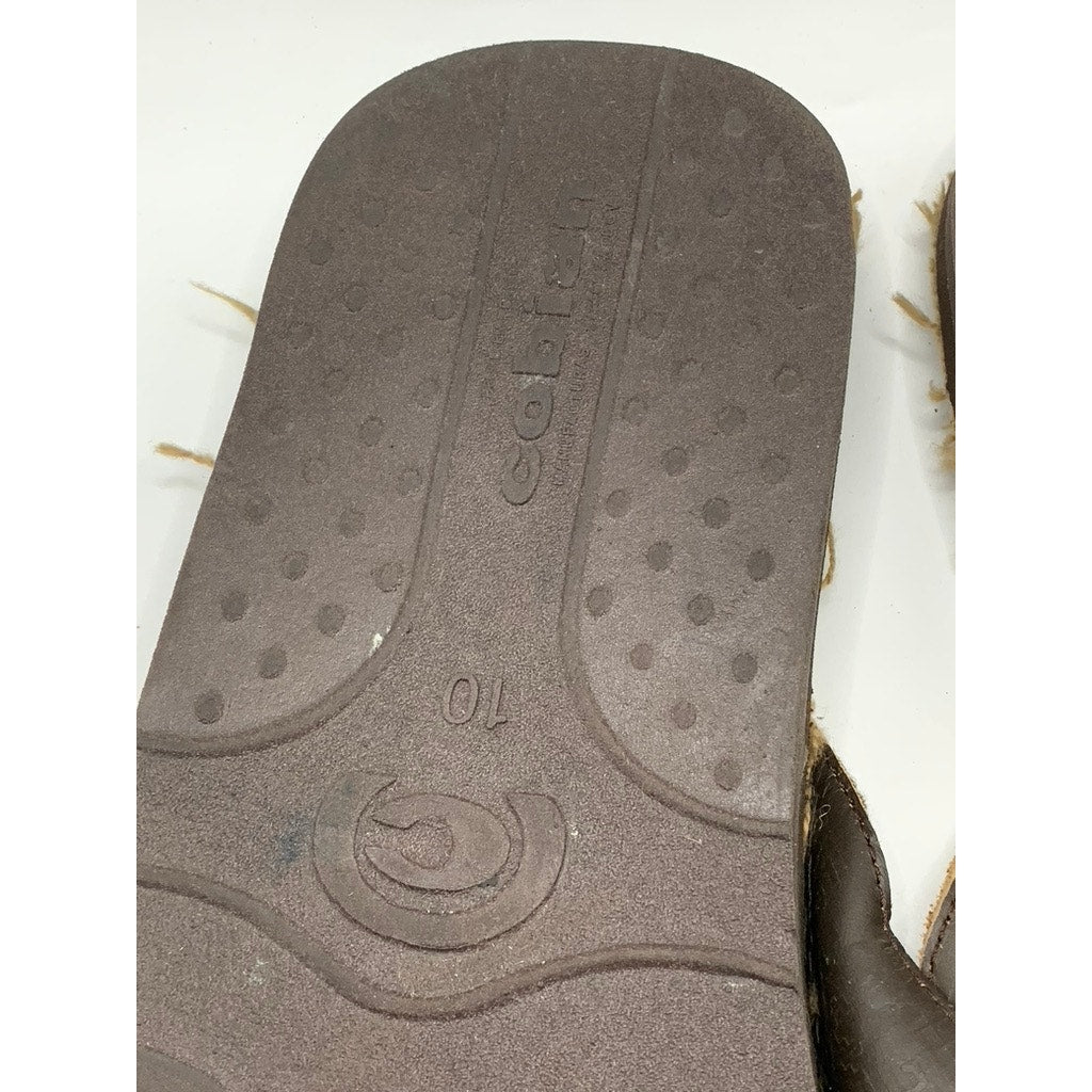 COBIAN Men's Brown Leather Distressed Flip-Flops SZ 10