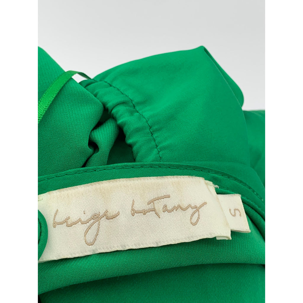BEIGE BOTANY Women's Dark Green Satin Side-Cutout Cowl-Neck Bodycon Dress SZ S