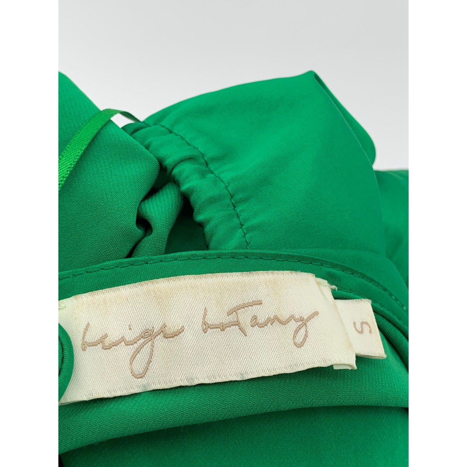 BEIGE BOTANY Women's Dark Green Satin Side-Cutout Cowl-Neck Bodycon Dress SZ S