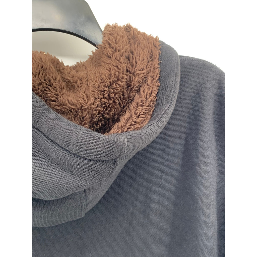 UNIQLO Men's Black-Brown Faux-Fur Hooded Zip-Up Long Sleeve Sweater SZ S