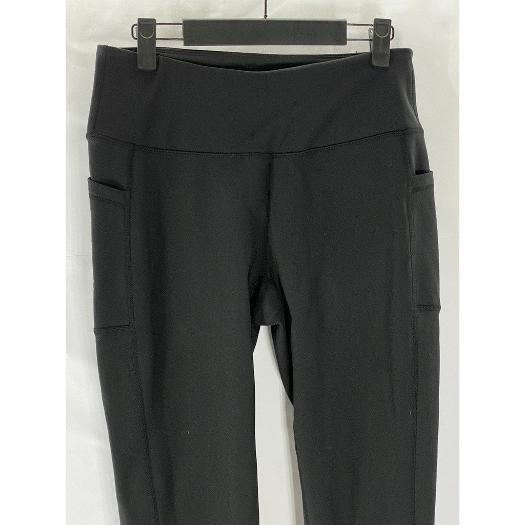 UNBRANDED Women's Black Solid Pull-On Side-Pocket Leggings SZ M