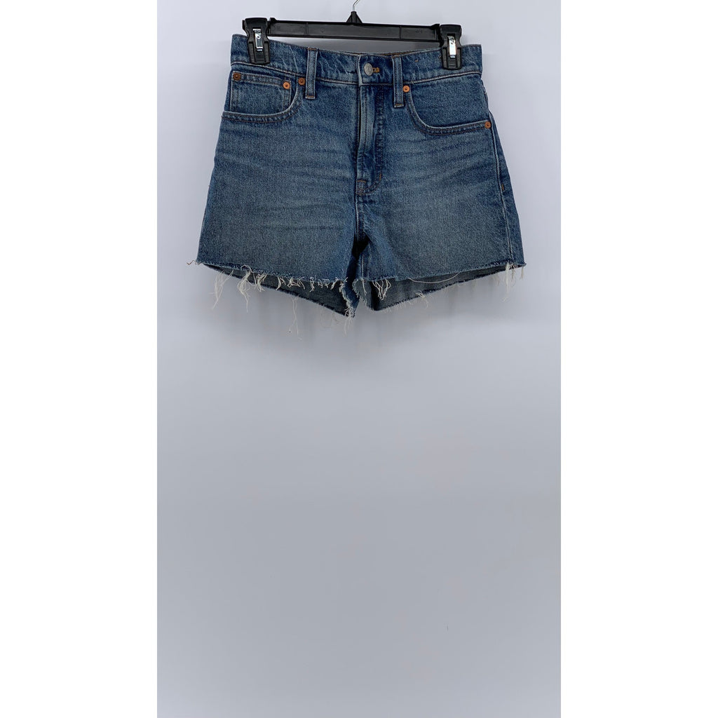 MADEWELL Women's Medium Blue Denim Frayed The Perfect Jean Short SZ 25