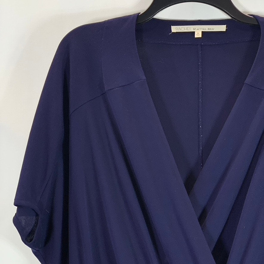 RACHEL RACHEL ROY Women's Navy Surplice Kimono Sleeve Pocketed Mini Dress SZ M