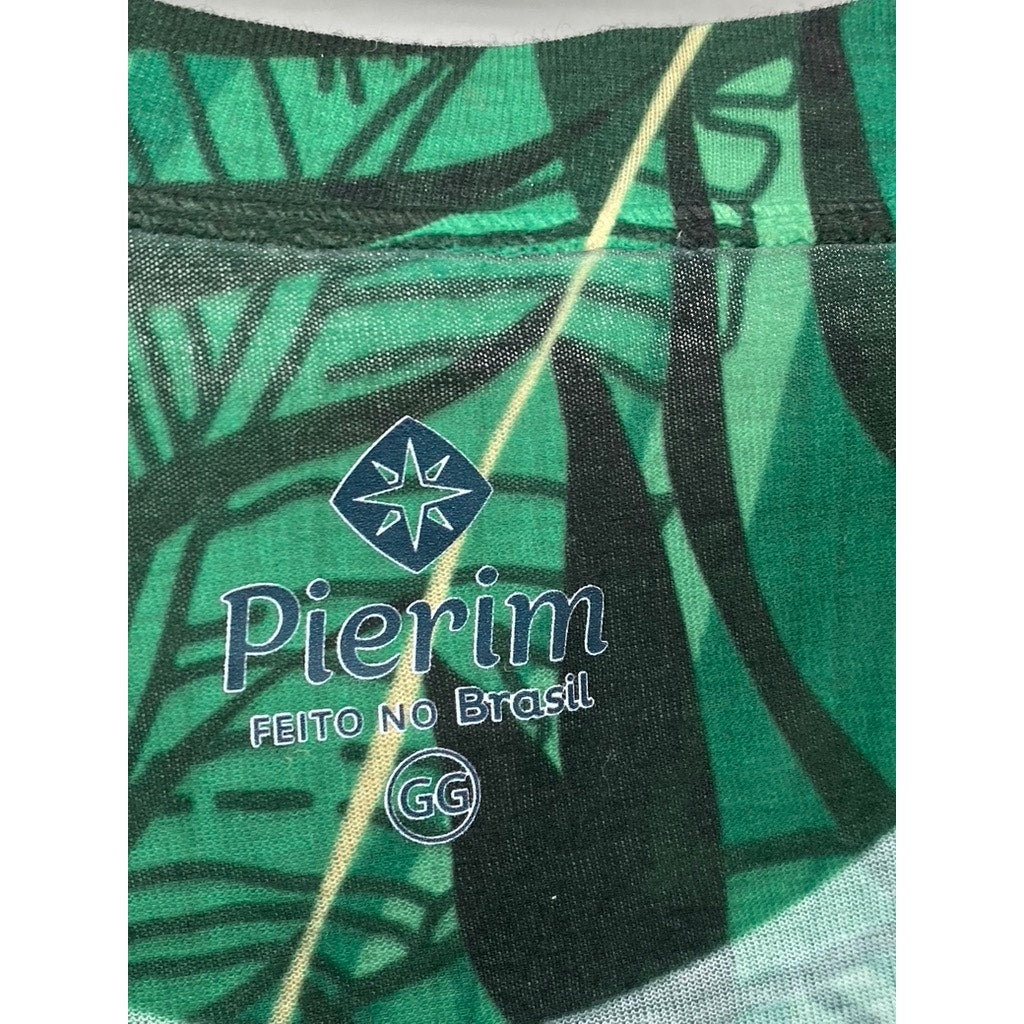 PIERIM Women's Green Sequin-Embellished Macaw Crewneck Short Sleeve Top SZ L