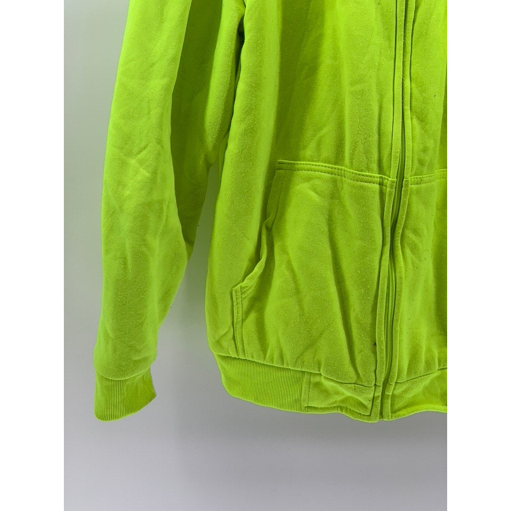 JACKSON HOLE Men's Neon Green Sherpa Fleece Zip-Up Hooded Sweater SZ XL
