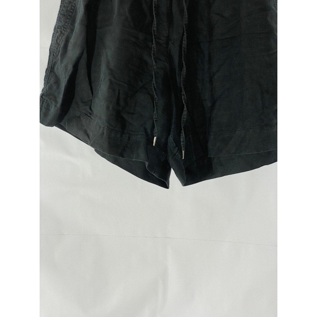GAP Women's Petite True Black Linen-Blend High-Rise Relaxed-Fit Shorts SZ M/P