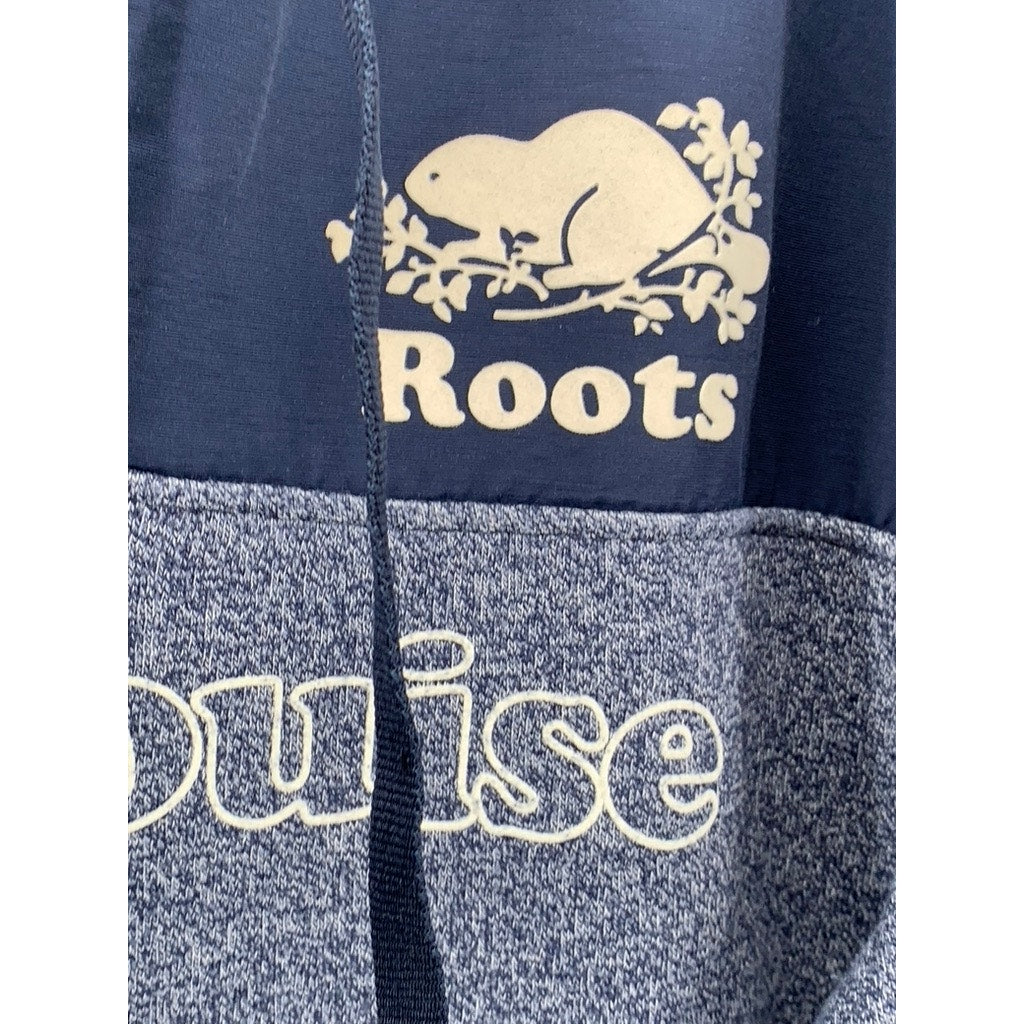 ROOTS Men's Heather Blue Lake Louise Half-Zip Hooded Pullover Hoodie SZ XL