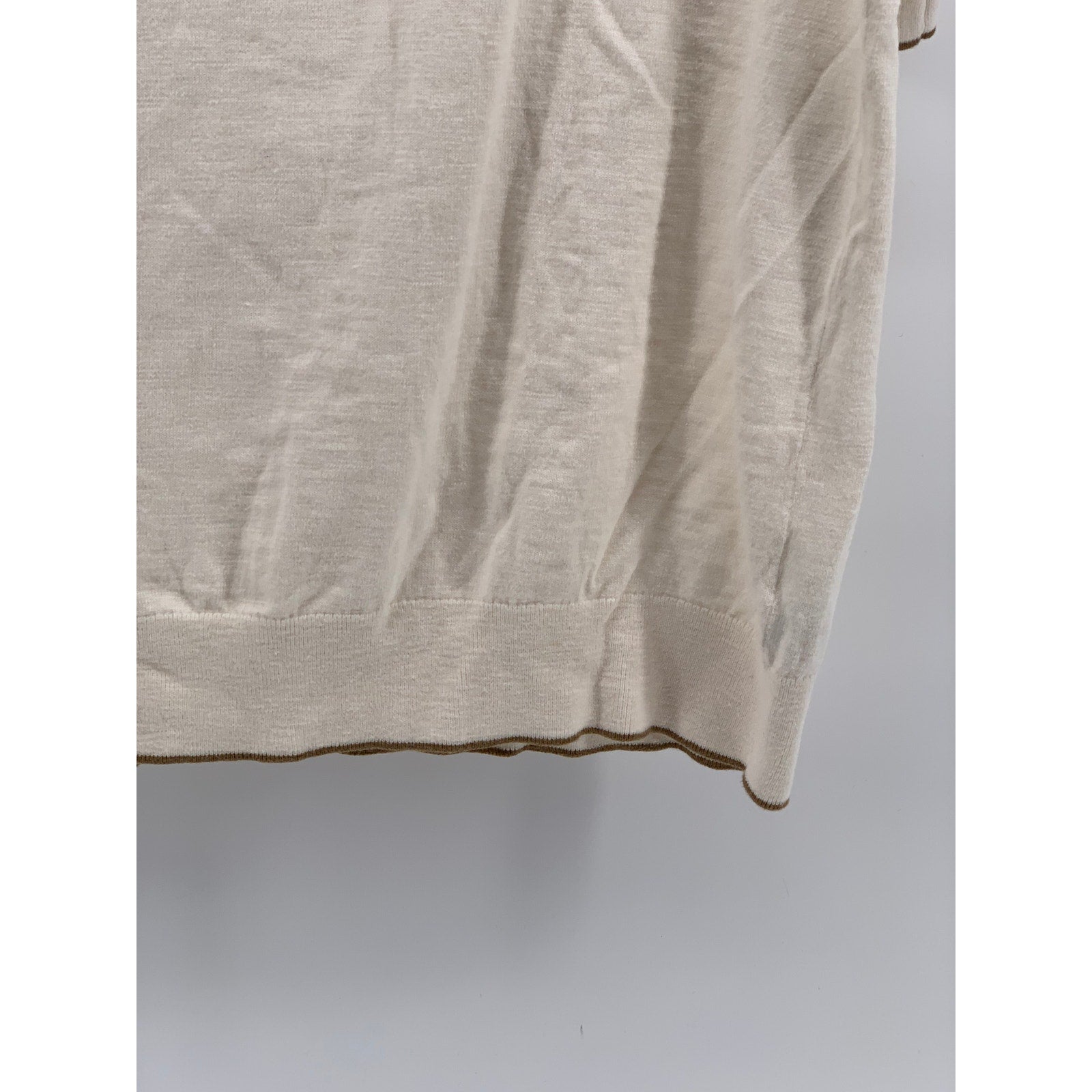 BANANA REPUBLIC Men's Off-White Short Sleeve Organic Cotton Polo Shirt SZ L