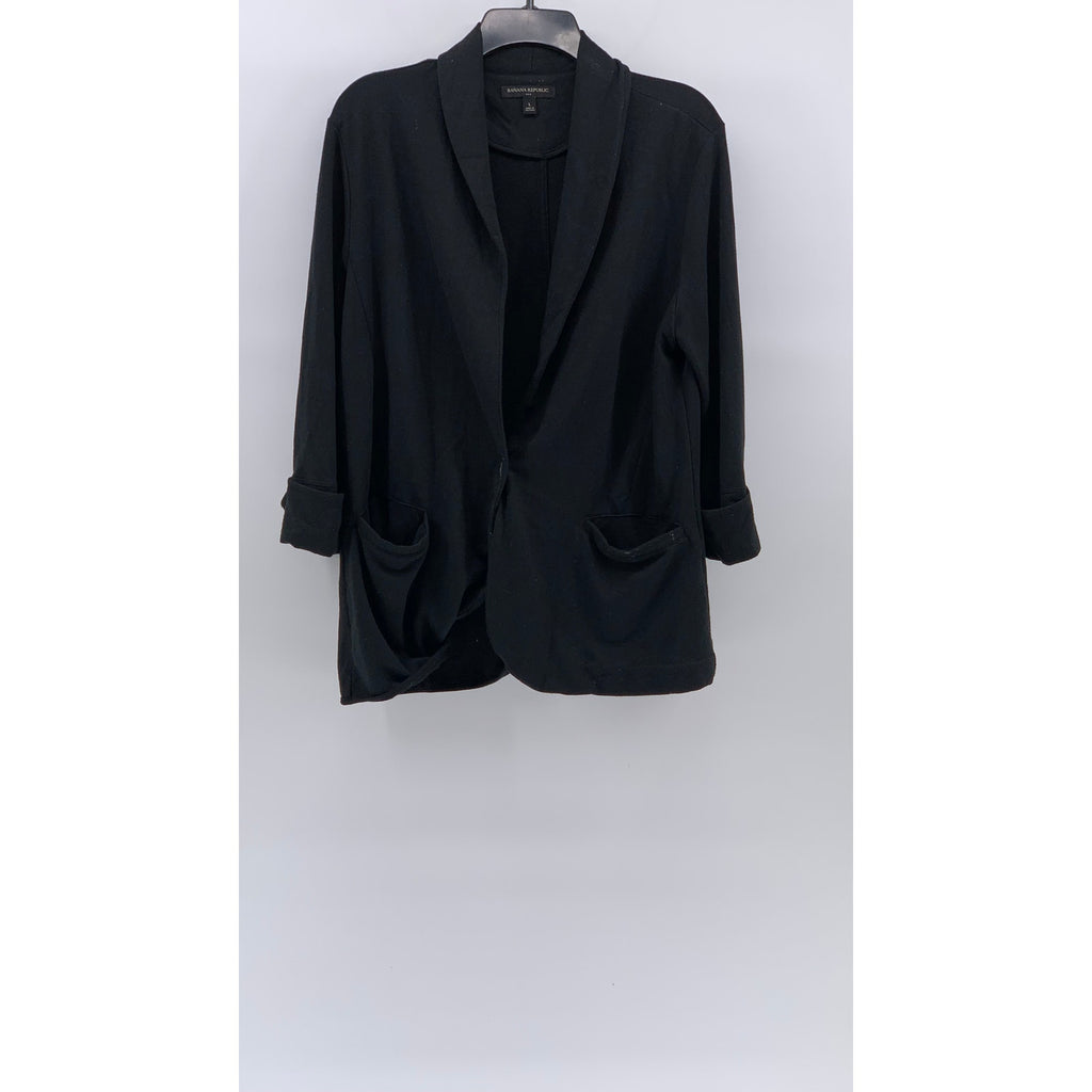 BANANA REPUBLIC Women’s Black Solid One-Button Long Sleeve Blazer SZ L
