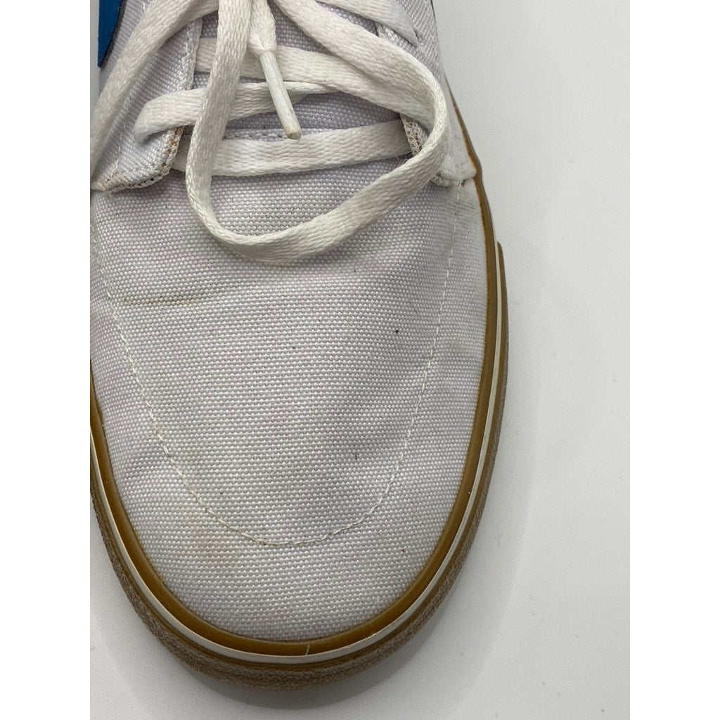 NIKE Men’s White-Blue Portmore 2 Solar Canvas SB Low-Top Lace-Up Sneakers SZ 8