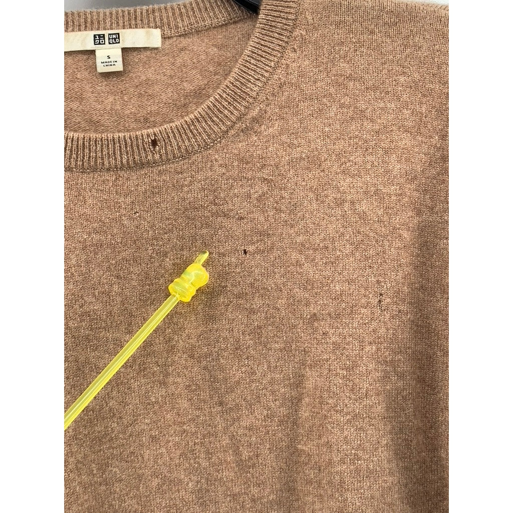 UNIQLO Women's Brown Cashmere Soft Knit Crewneck Pullover Sweater SZ S