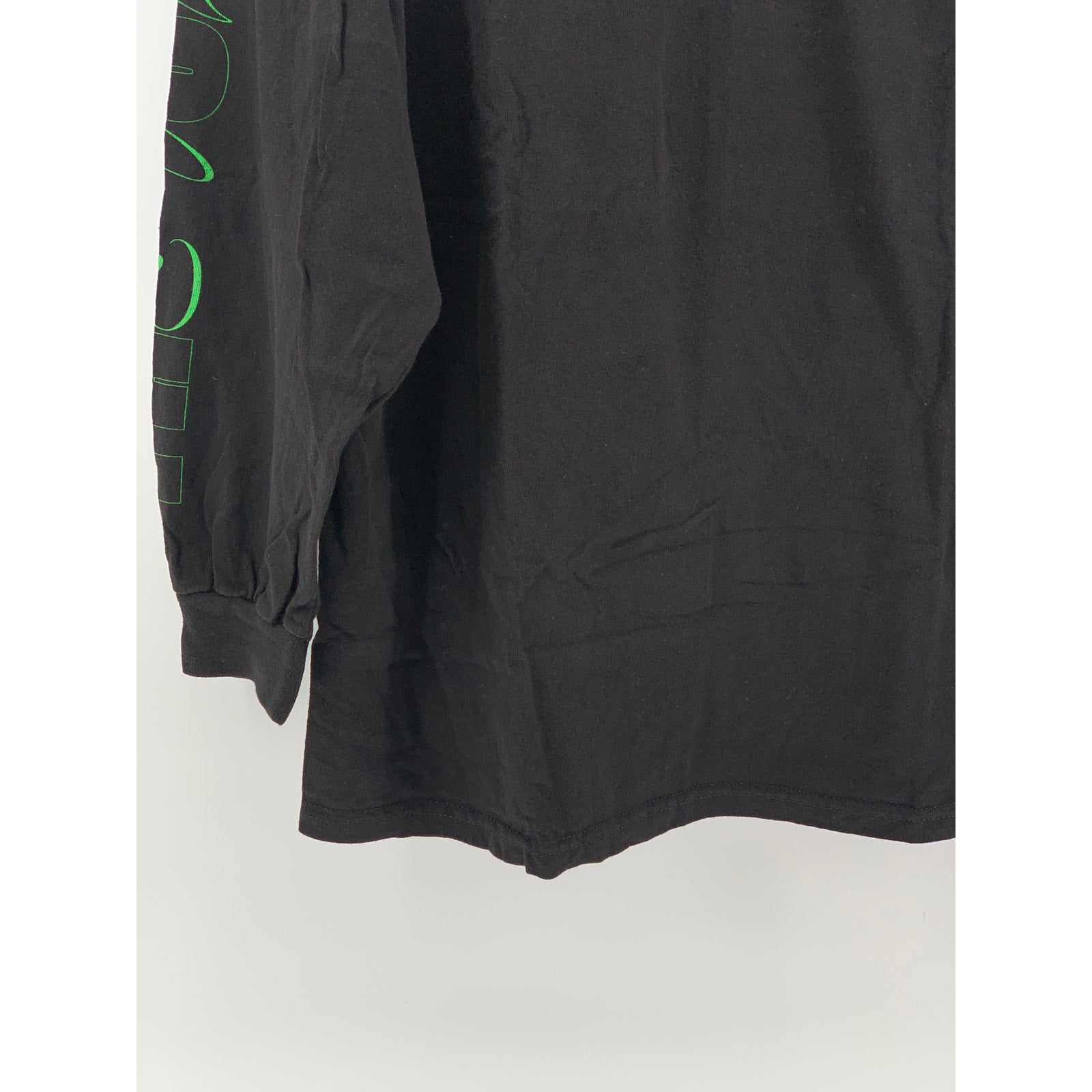 ALSTYLE Men's Black-Green Film Crew Logo Long Sleeve Classic T-Shirt SZ L