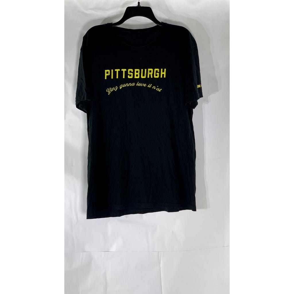 UNBRADED Men's Black-Yellow Pittsburg Logo Crewneck Short Sleeve T-Shirt SZ M