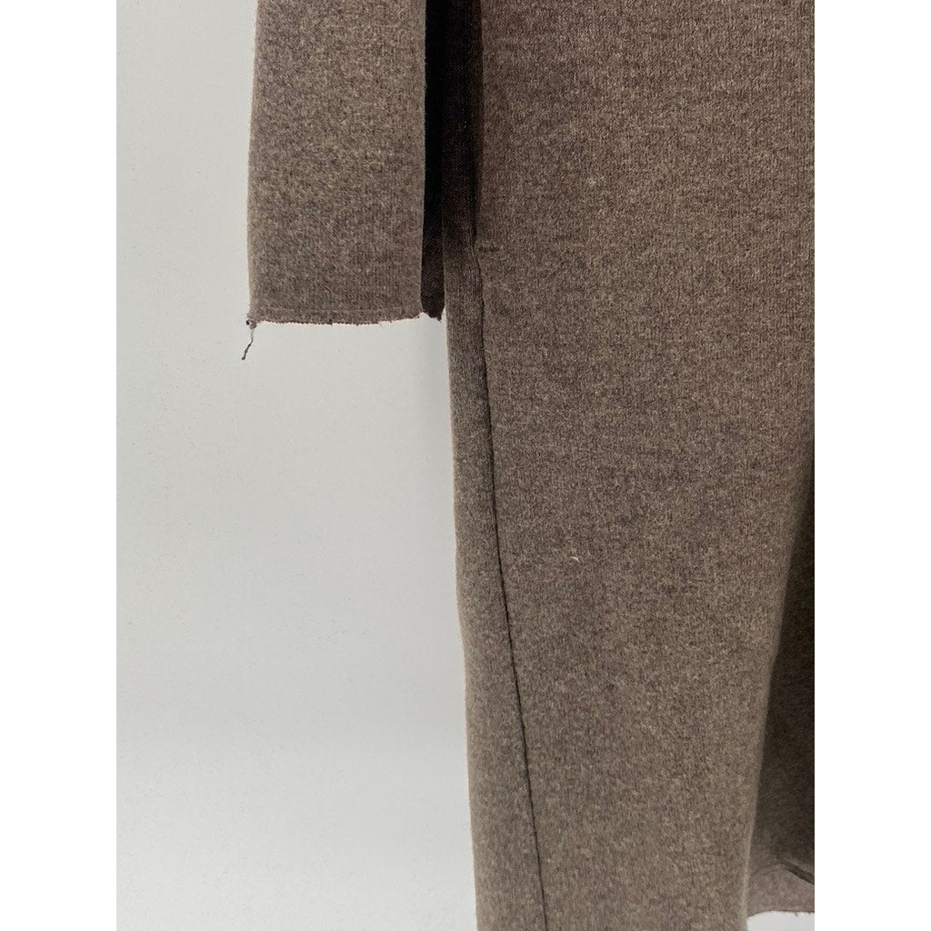 COS Women’s Brown Wool-Blend Three-Button Notch Collar Long Coat SZ S