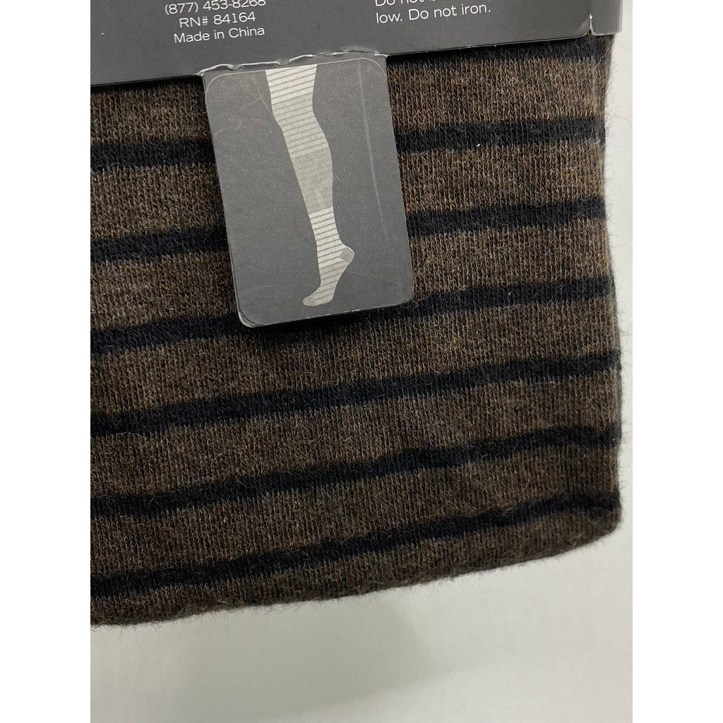 MEMOI Women's Brown-Taupe Striped Cotton Sweater Pull-On Tights SZ S/M