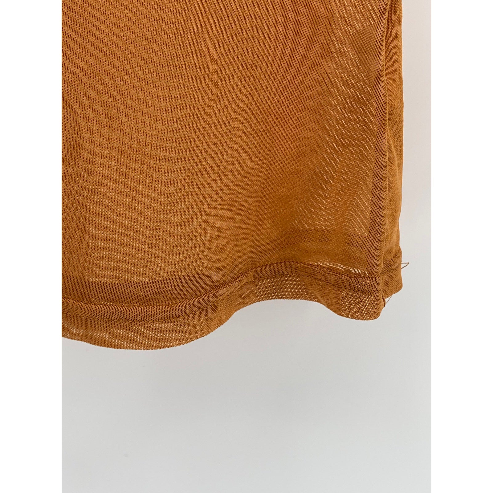 MESHKI Women's Orange Mesh Crewneck Sleeveless Dollie Tank Top SZ M