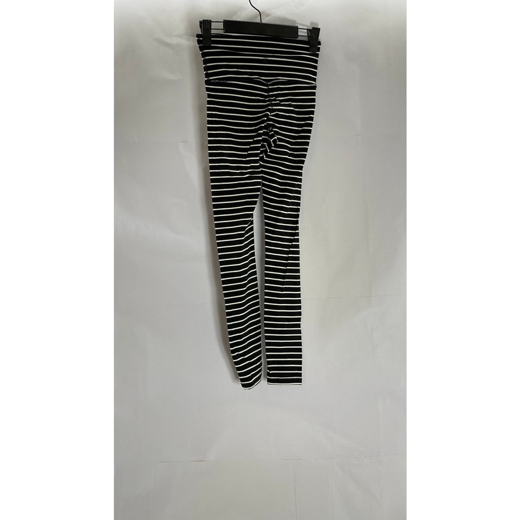 ATHLETA Women's Black/White Elation Virasana Striped Pull-On Leggings SZ 2XS