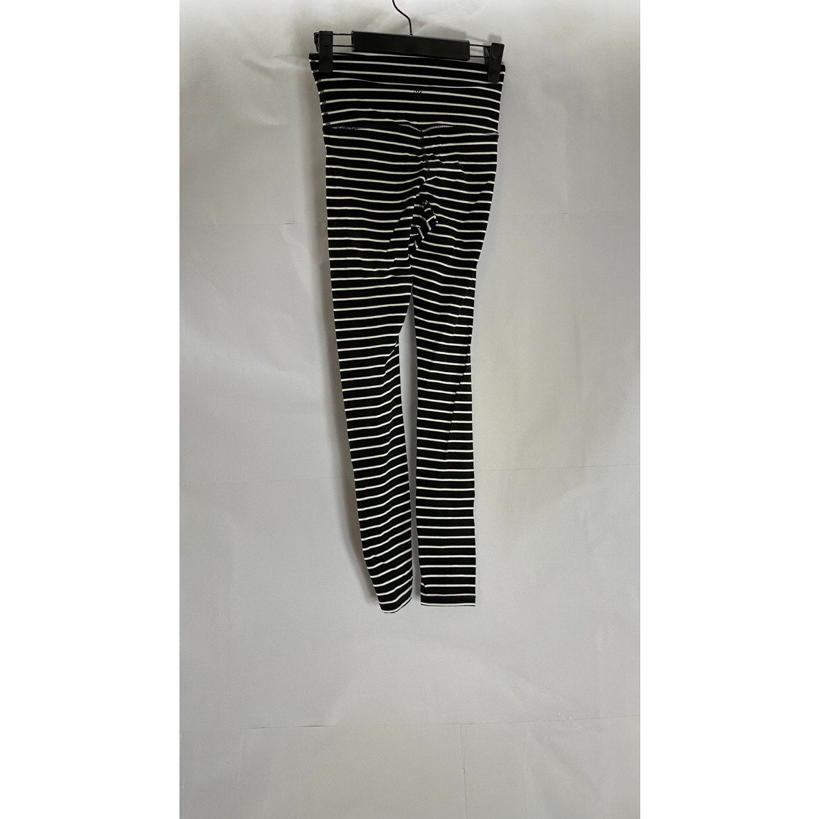 ATHLETA Women's Black/White Elation Virasana Striped Pull-On Leggings SZ 2XS