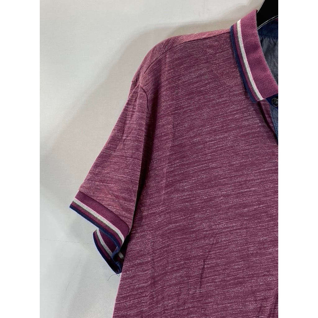 SAKS FIFTH AVENUE Men's Burgundy Cotton-Blend Short Sleeve Polo Shirt SZ XL