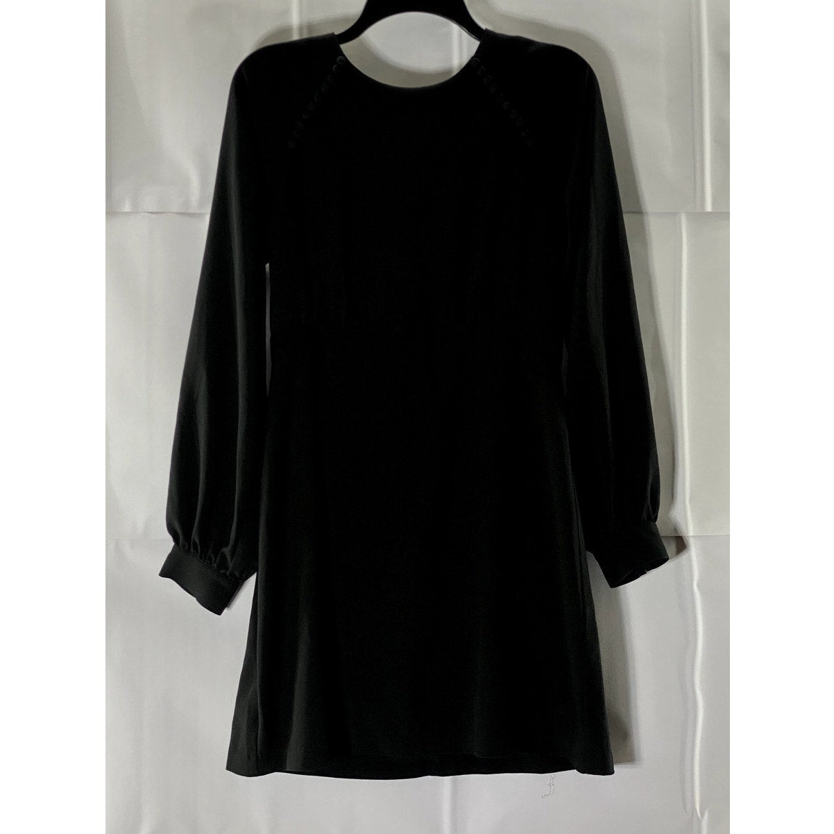 HUTCH Women's Black Solid Button-Shoulder Detail Long Sleeve Mini Dress SZ 8