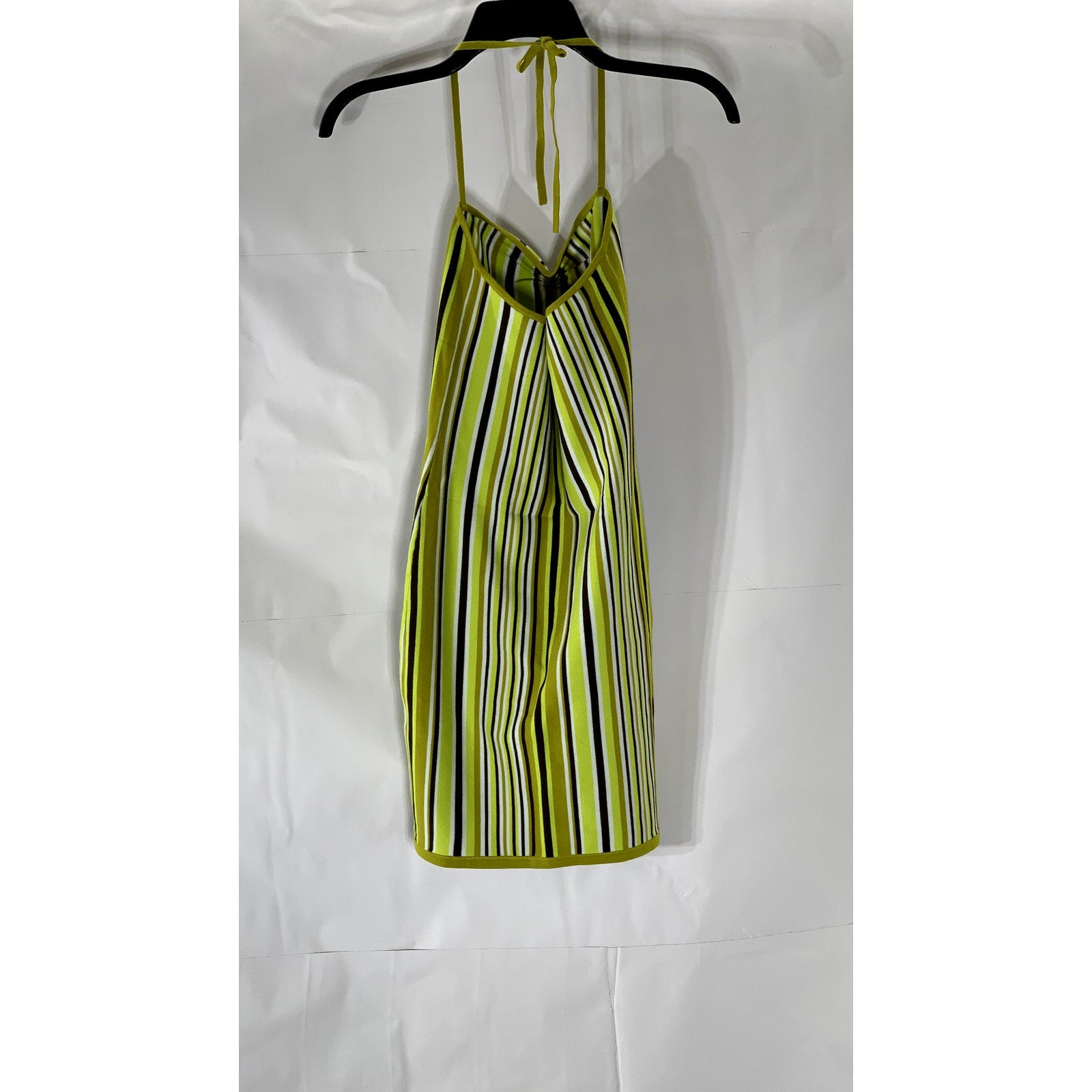 SUNDAY BEST Women's Lime Green Striped Sweetheart Neck Halter Mini Dress SZ M