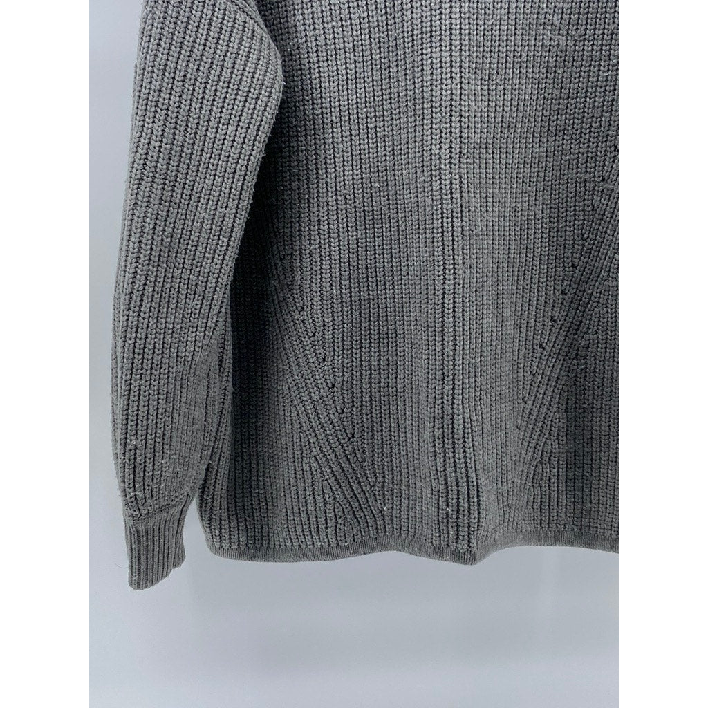 H By HALSTON Women's Gray Knit Acrylic Turtleneck Long Sleeve Sweater SZ M