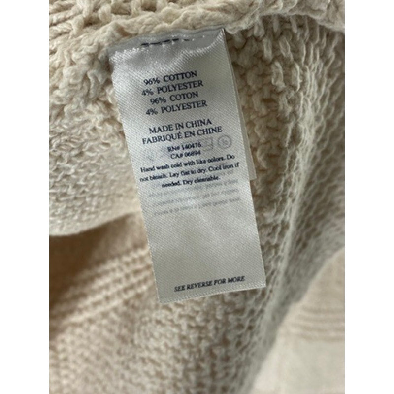 FAHERTY Women's Beige Crochet Knit V-Neck Poppy Pullover Hoodie SZ XS